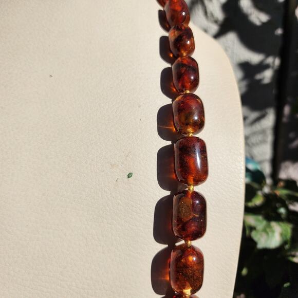 Vtg Baltic Amber Necklace Cognac Natural Inclusions Graduated Bead 28" 104 Grams - Picture 5 of 15